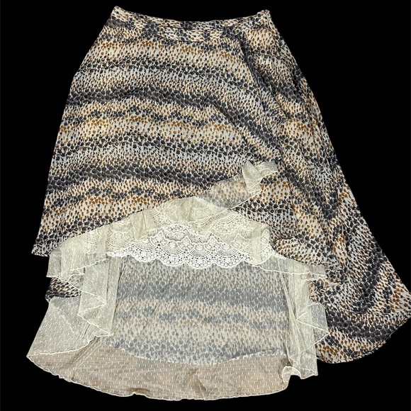 Hazel boho fairy hippie layered skirt lace crotchet hi lo sz M - Picture 1 of 9